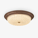 Ferrara Modern Walnut Wood Grain LED Flush Mount Ceiling Light