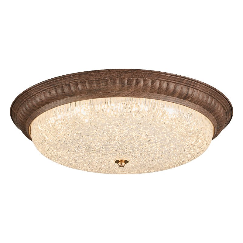 Ferrara Modern Walnut Wood Grain LED Flush Mount Ceiling Light