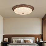 Ferrara Modern Walnut Wood Grain LED Flush Mount Ceiling Light