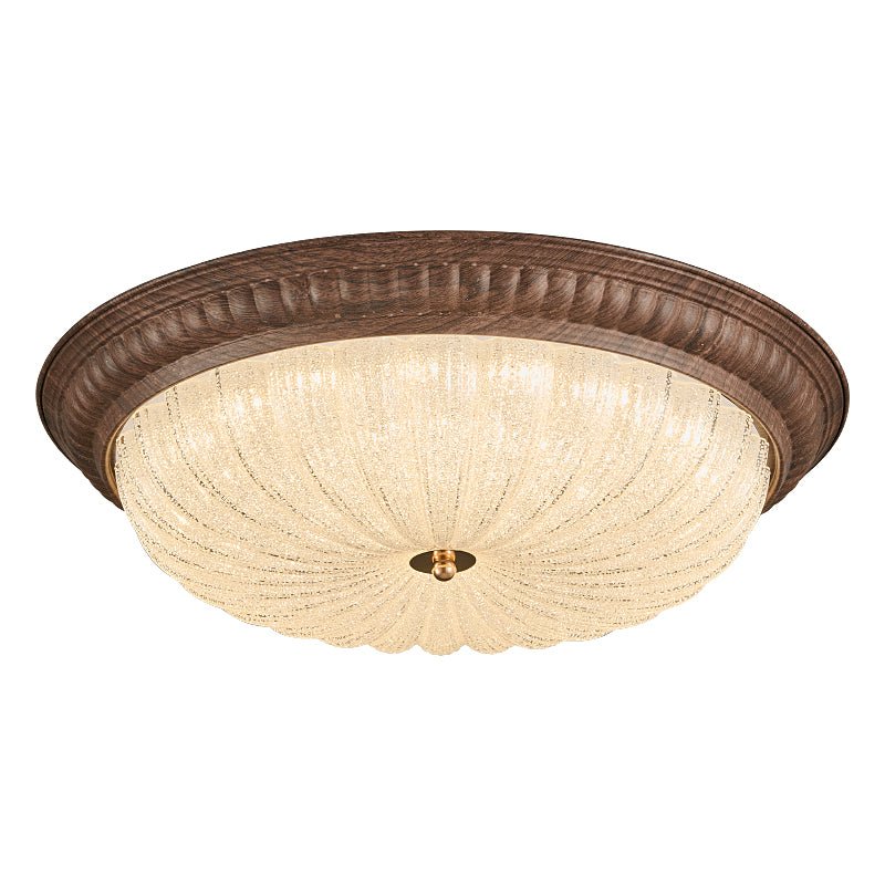 Ferrara Modern Walnut Wood Grain LED Flush Mount Ceiling Light