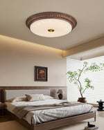 Ferrara Modern Walnut Wood Grain LED Flush Mount Ceiling Light