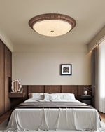 Ferrara Modern Walnut Wood Grain LED Flush Mount Ceiling Light