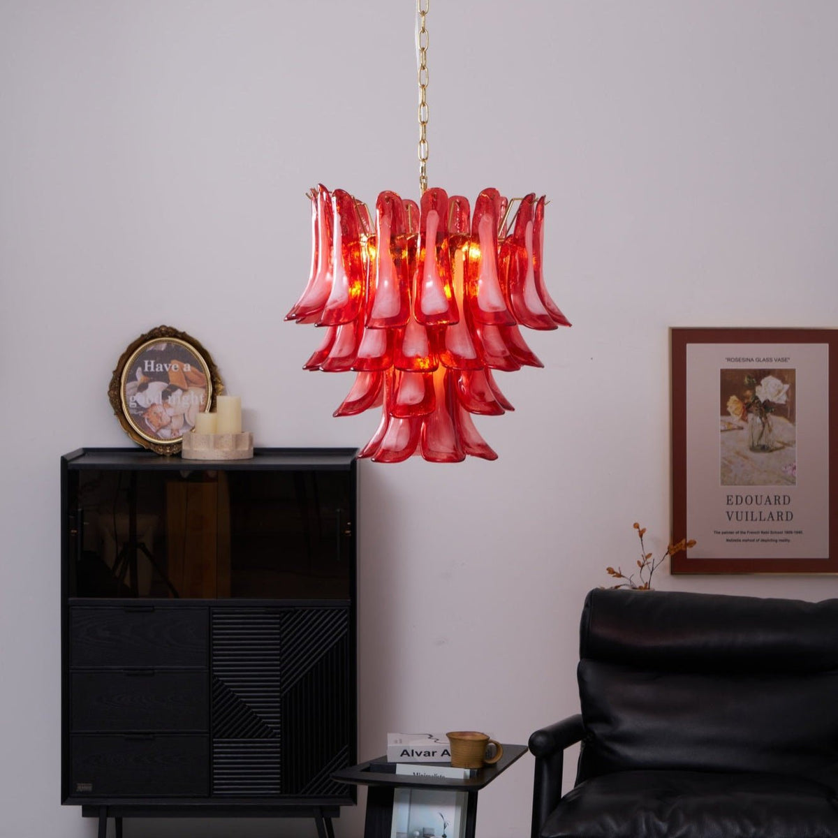 Fiametta Murano Glass Chandelier – Handcrafted Red Glass Pendant Light
