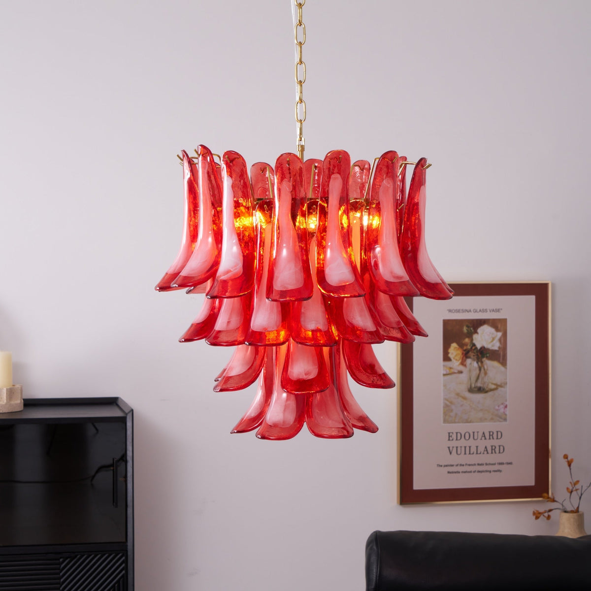 Fiametta Murano Glass Chandelier – Handcrafted Red Glass Pendant Light