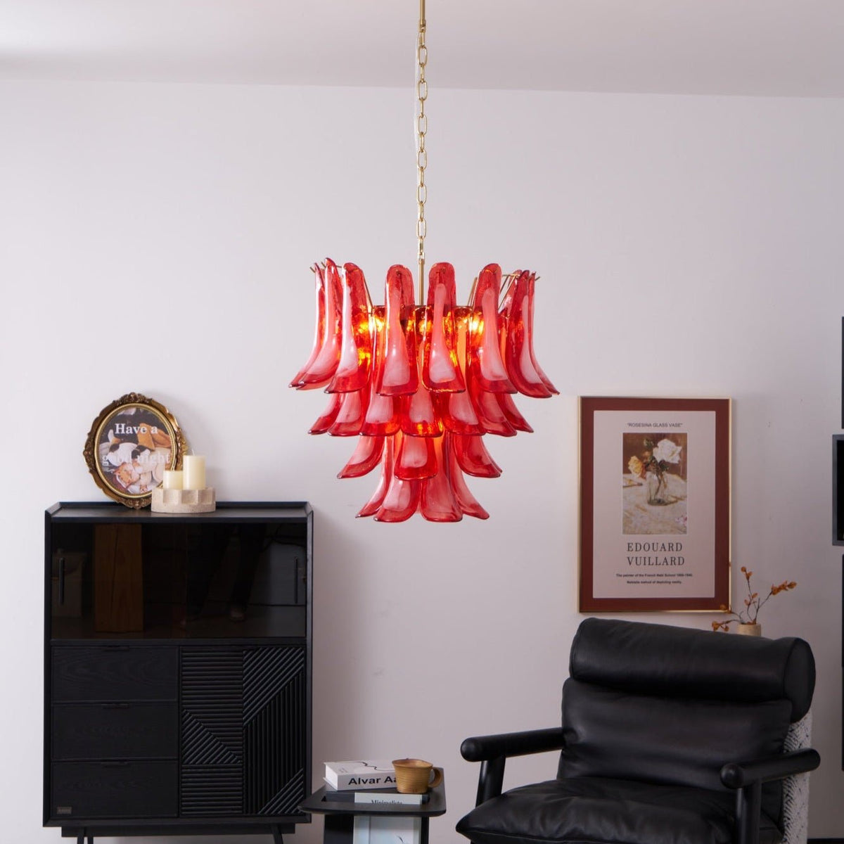 Fiametta Murano Glass Chandelier – Handcrafted Red Glass Pendant Light