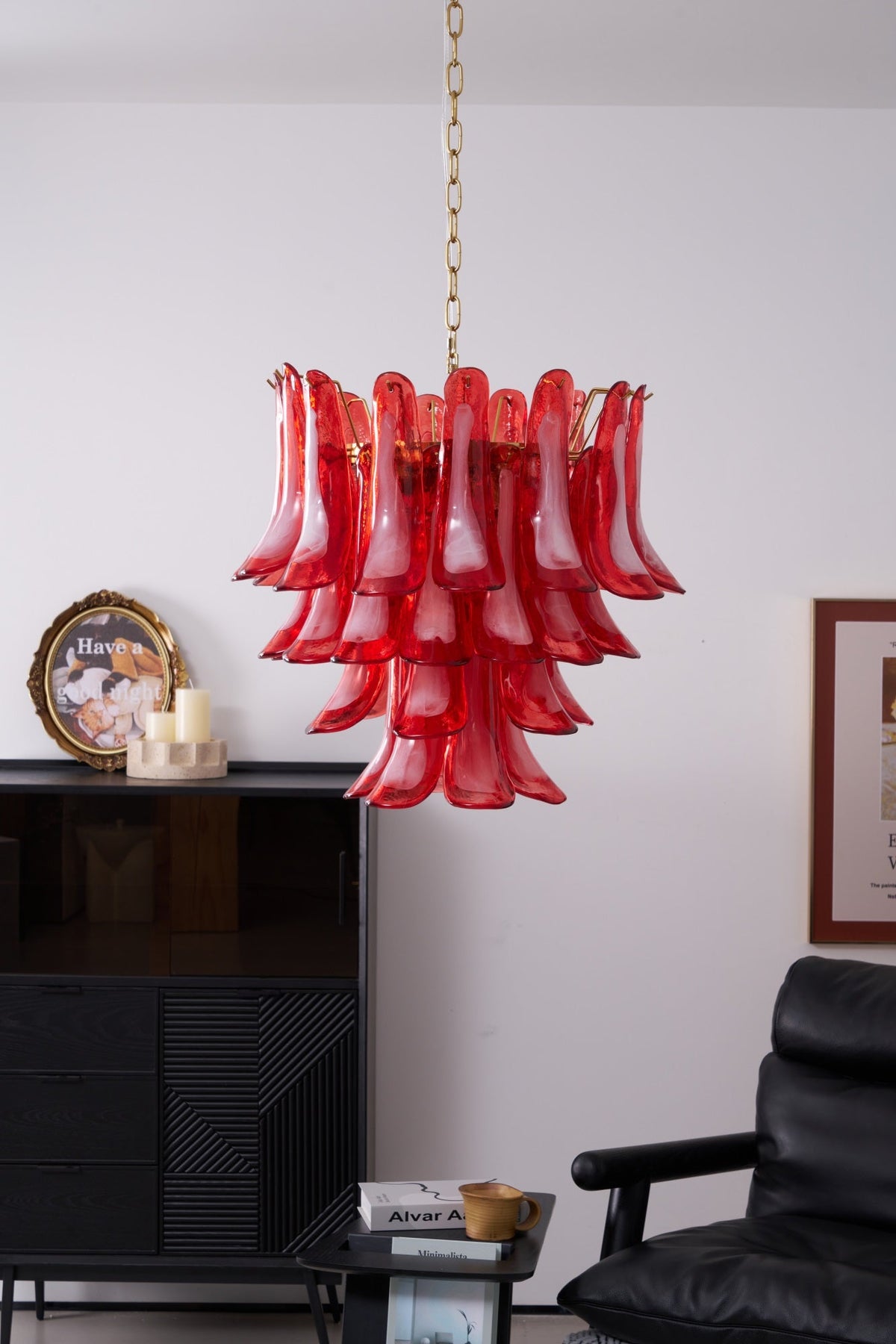 Fiametta Murano Glass Chandelier – Handcrafted Red Glass Pendant Light