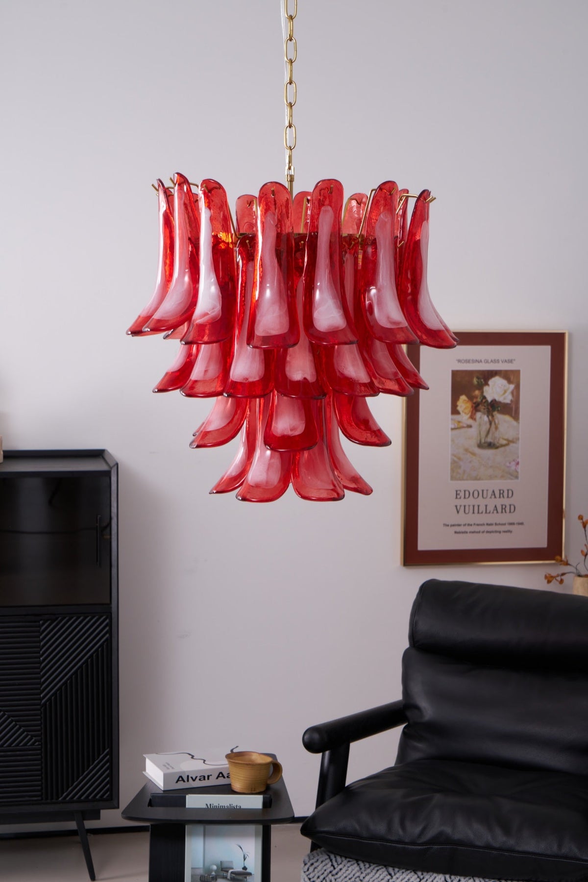 Fiametta Murano Glass Chandelier – Handcrafted Red Glass Pendant Light