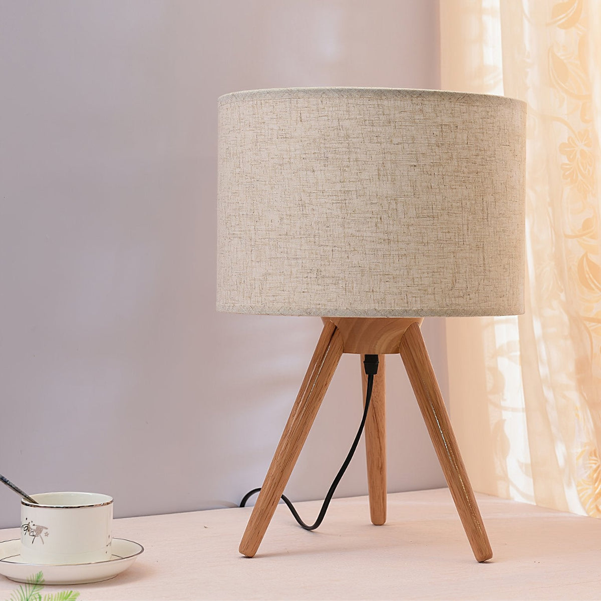 Fidel Solid Wood Tripod Table Lamp