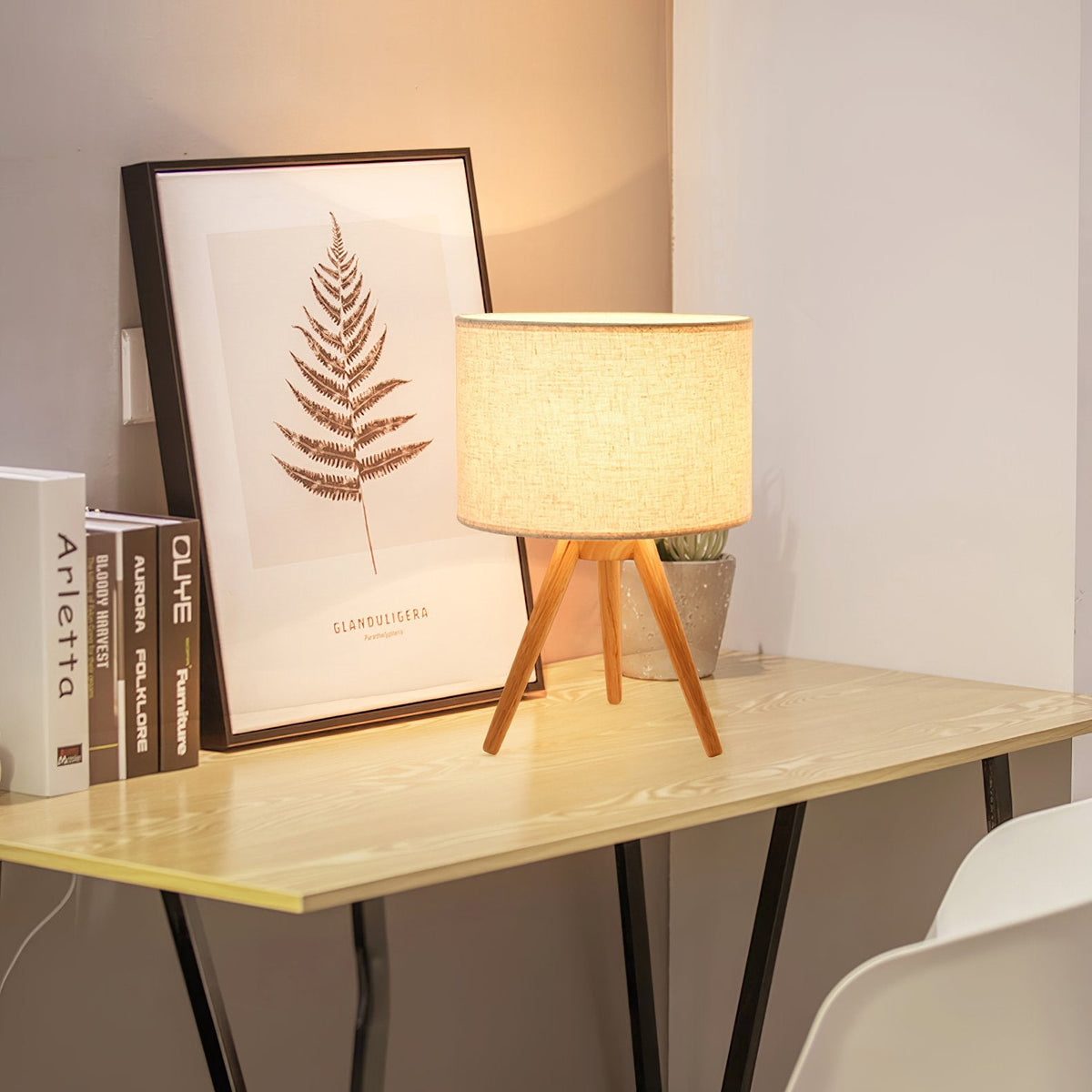 Fidel Solid Wood Tripod Table Lamp