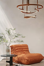 Finopi Linear LED Chandelier with Twisted Metal Rings and Leather Accents