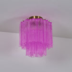 Fiora Purple Glass Flush Mount Ceiling Light with Gold Accents