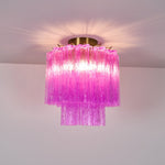 Fiora Purple Glass Flush Mount Ceiling Light with Gold Accents