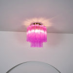 Fiora Purple Glass Flush Mount Ceiling Light with Gold Accents
