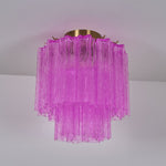 Fiora Purple Glass Flush Mount Ceiling Light with Gold Accents