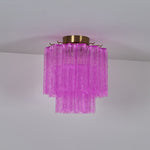 Fiora Purple Glass Flush Mount Ceiling Light with Gold Accents