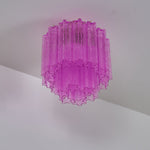 Fiora Purple Glass Flush Mount Ceiling Light with Gold Accents