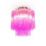 Fiora Purple Glass Flush Mount Ceiling Light with Gold Accents