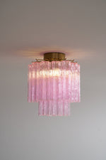Fiora Pink Murano Glass Flush Mount Ceiling Light with Gold Accents