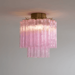Fiora Pink Murano Glass Flush Mount Ceiling Light with Gold Accents