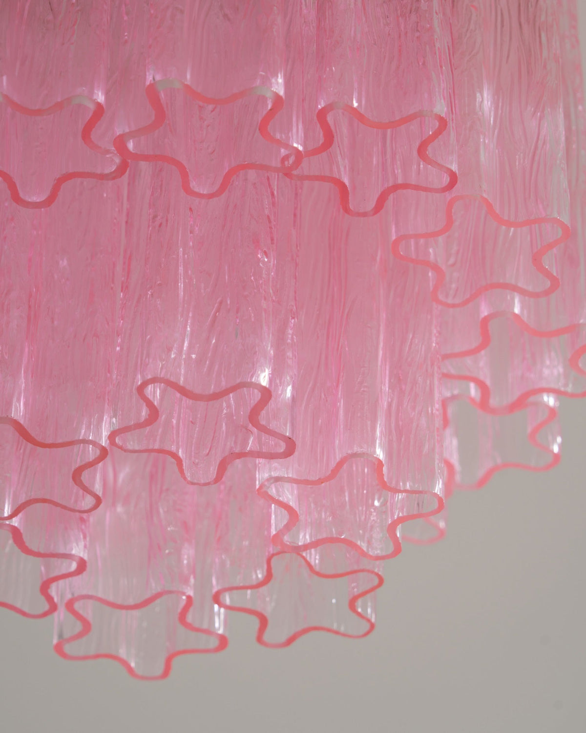 Fiora Pink Murano Glass Flush Mount Ceiling Light with Gold Accents