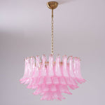 Fiora Pink Glass Chandelier – 17-Light Tiered Murano-Style Pendant for Dining Room & Living Room