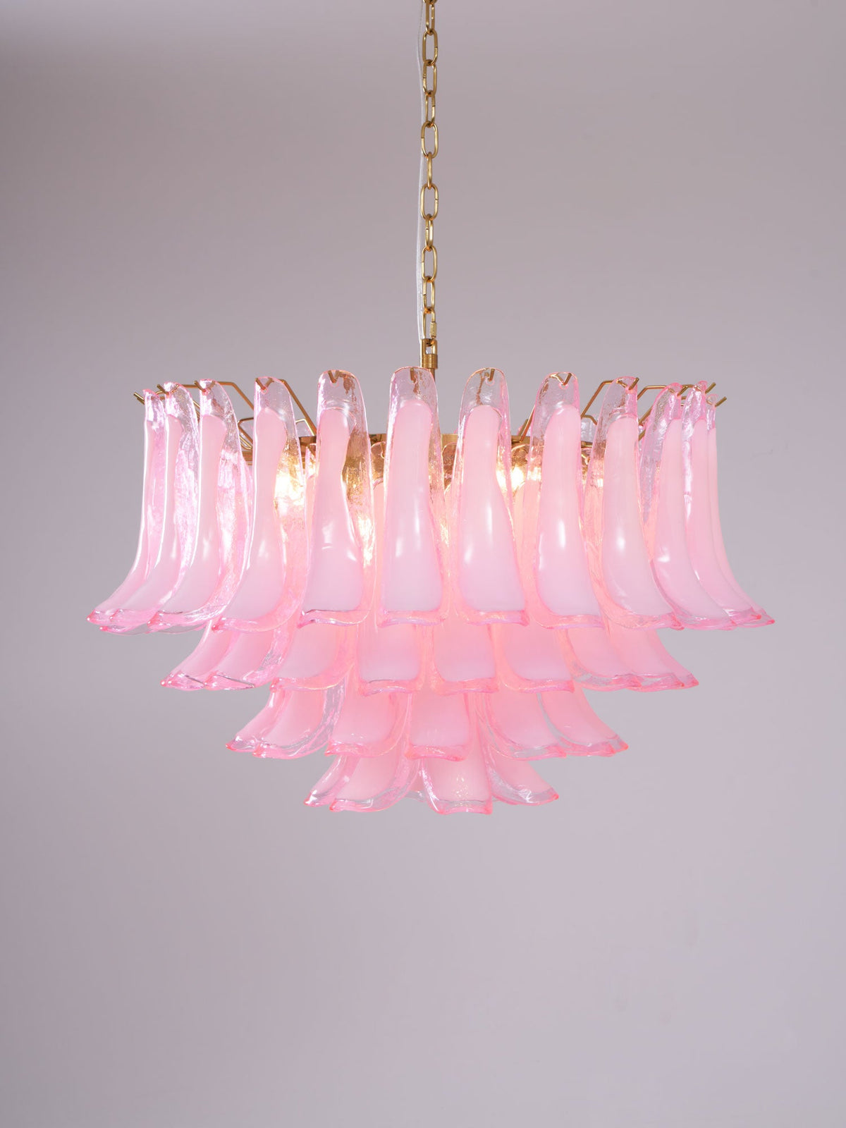 Fiora Pink Glass Chandelier – 17-Light Tiered Murano-Style Pendant for Dining Room & Living Room