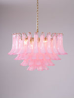 Fiora Pink Glass Chandelier – 17-Light Tiered Murano-Style Pendant for Dining Room & Living Room