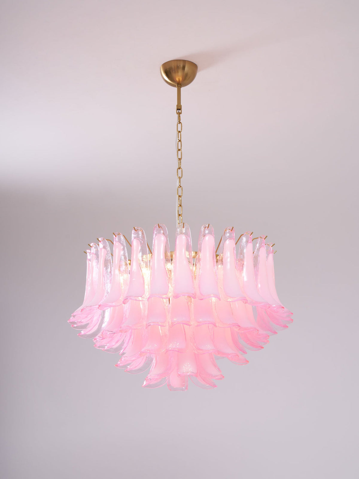 Fiora Pink Glass Chandelier – 17-Light Tiered Murano-Style Pendant for Dining Room & Living Room