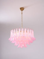 Fiora Pink Glass Chandelier – 17-Light Tiered Murano-Style Pendant for Dining Room & Living Room