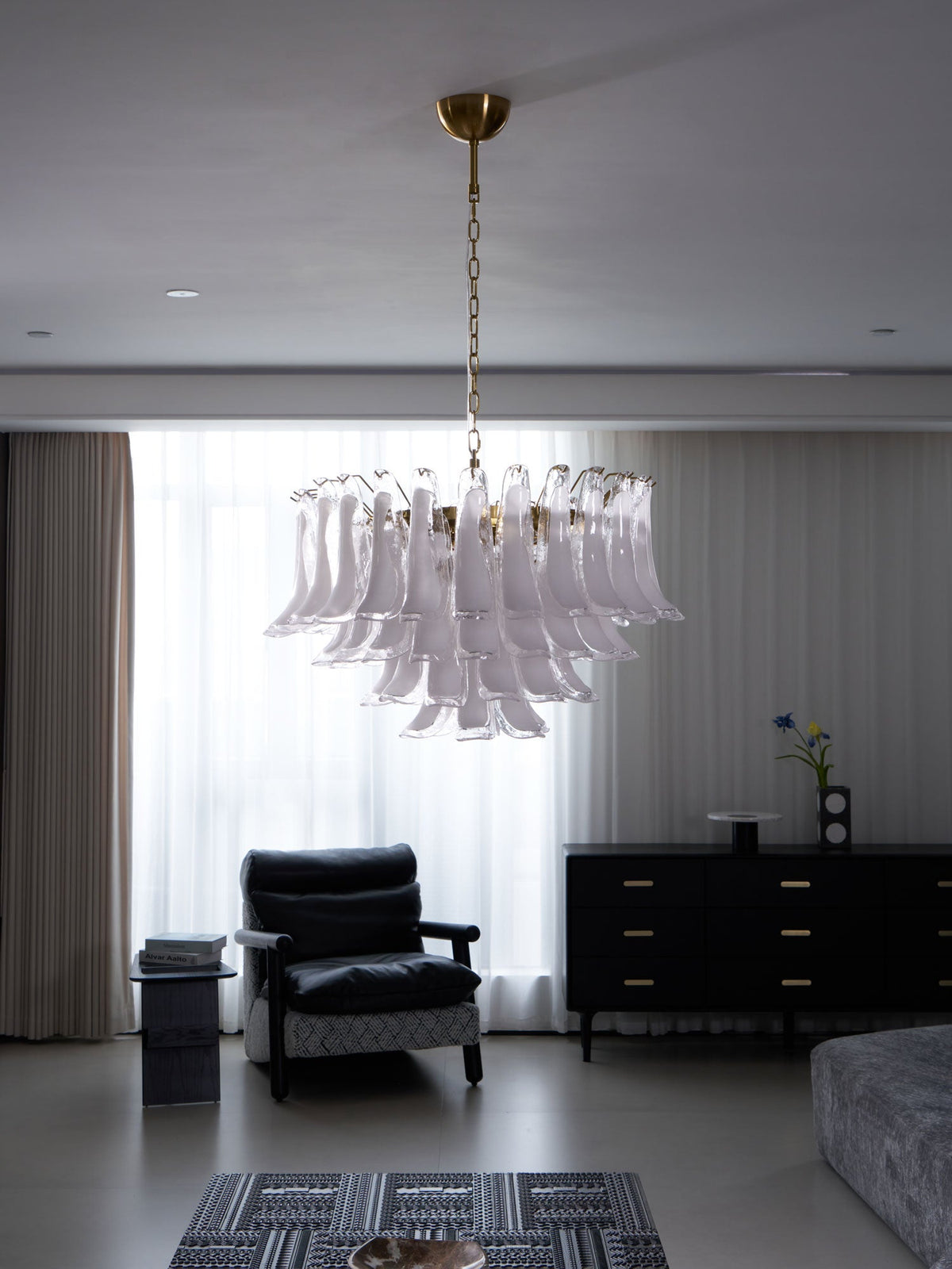 Fiora Pink Glass Chandelier – 17-Light Tiered Murano-Style Pendant for Dining Room & Living Room