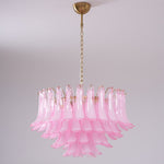 Fiora Pink Glass Chandelier – 17-Light Tiered Murano-Style Pendant for Dining Room & Living Room