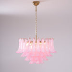 Fiora Pink Glass Chandelier – 17-Light Tiered Murano-Style Pendant for Dining Room & Living Room