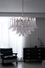 Fiora Pink Glass Chandelier – 17-Light Tiered Murano-Style Pendant for Dining Room & Living Room