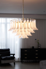 Fiora Pink Glass Chandelier – 17-Light Tiered Murano-Style Pendant for Dining Room & Living Room