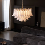 Fiora Pink Glass Chandelier – 17-Light Tiered Murano-Style Pendant for Dining Room & Living Room