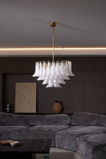 Fiora Pink Glass Chandelier – 17-Light Tiered Murano-Style Pendant for Dining Room & Living Room