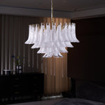 Fiora Pink Glass Chandelier – 17-Light Tiered Murano-Style Pendant for Dining Room & Living Room