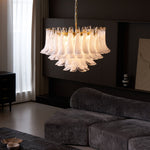 Fiora Pink Glass Chandelier – 17-Light Tiered Murano-Style Pendant for Dining Room & Living Room