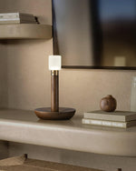 Fire Stick Cordless Wooden Table Lamp with LED