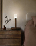 Fire Stick Cordless Wooden Table Lamp with LED