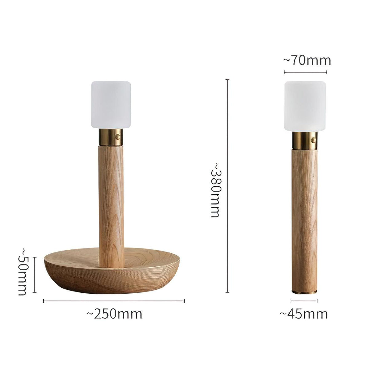 Fire Stick Cordless Wooden Table Lamp with LED