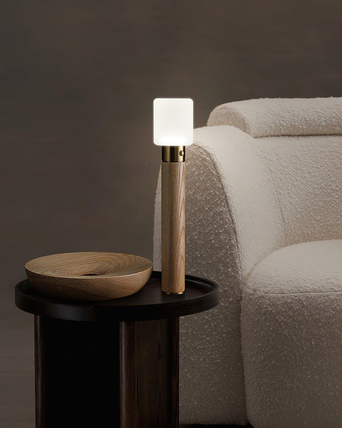 Fire Stick Cordless Wooden Table Lamp with LED