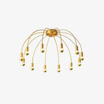 Fireworks Semi Flush Mount Ceiling Light in Brass and Glass for Modern Interiors