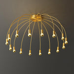 Fireworks Semi Flush Mount Ceiling Light in Brass and Glass for Modern Interiors
