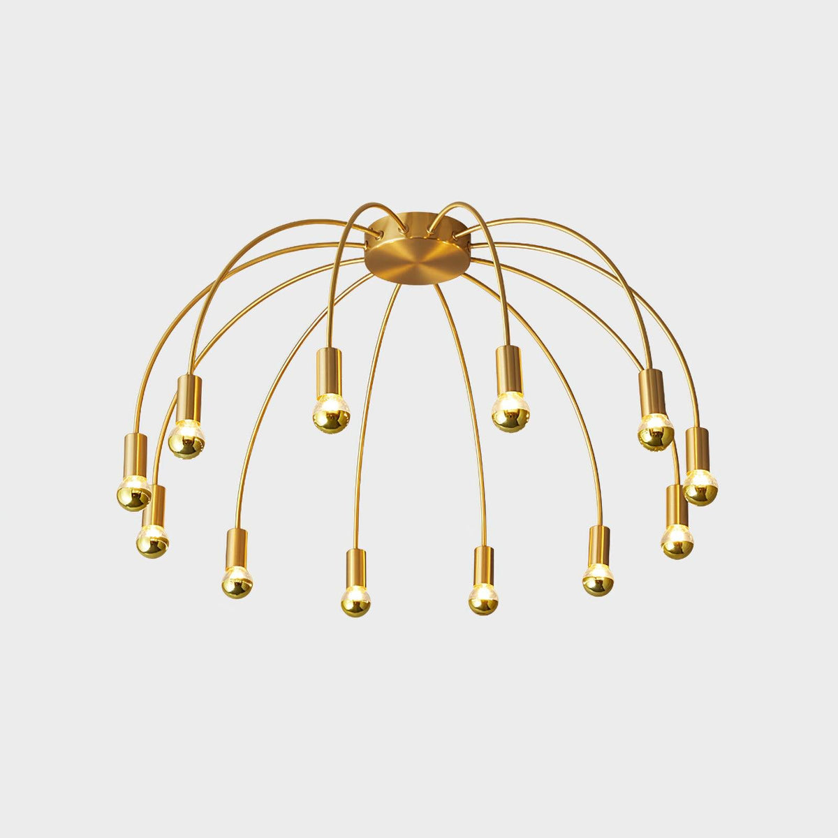 Fireworks Semi Flush Mount Ceiling Light in Brass and Glass for Modern Interiors