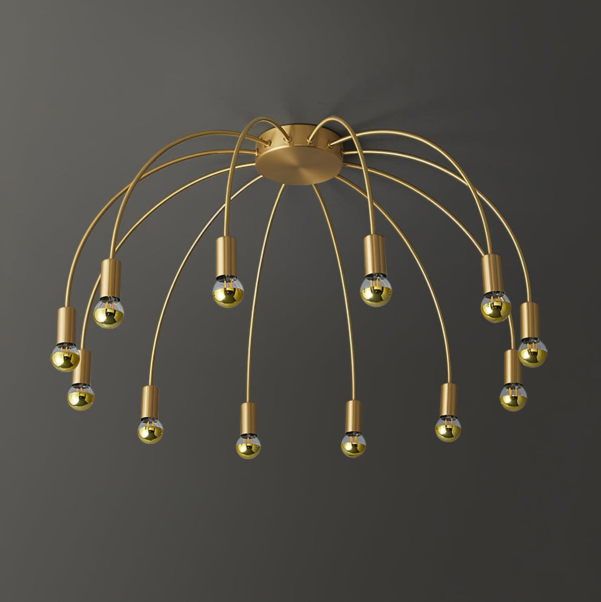 Fireworks Semi Flush Mount Ceiling Light in Brass and Glass for Modern Interiors