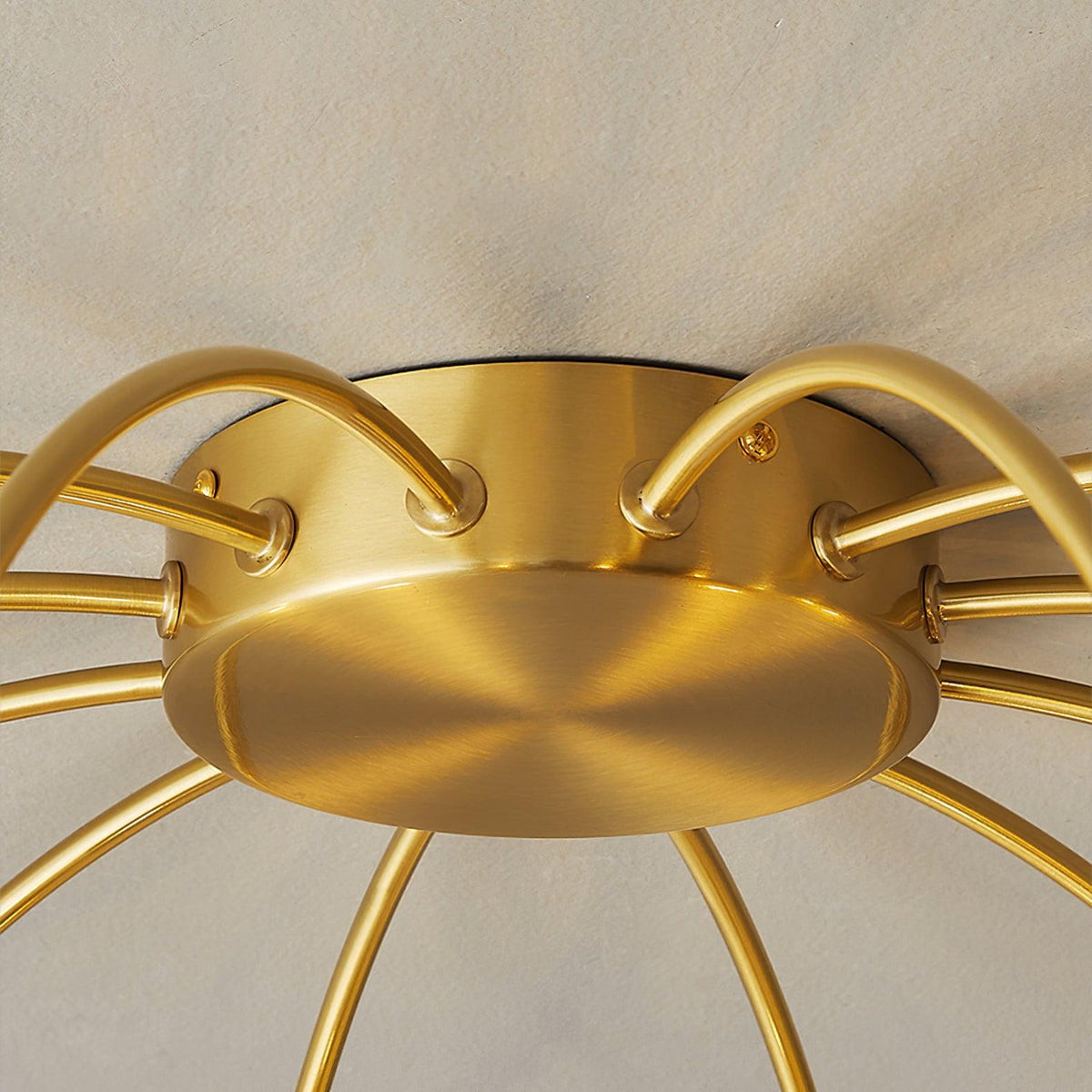 Fireworks Semi Flush Mount Ceiling Light in Brass and Glass for Modern Interiors