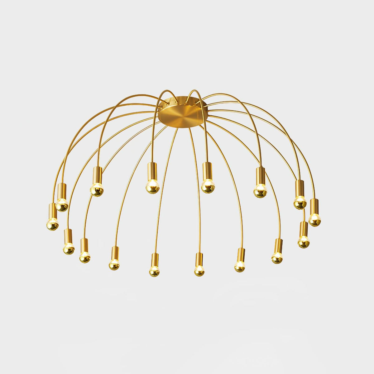 Fireworks Semi Flush Mount Ceiling Light in Brass and Glass for Modern Interiors