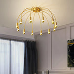 Fireworks Semi Flush Mount Ceiling Light in Brass and Glass for Modern Interiors