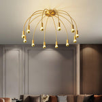 Fireworks Semi Flush Mount Ceiling Light in Brass and Glass for Modern Interiors